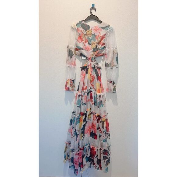 PatBo Hibiscus Lace Trim Cut Out Maxi Dress in Vanilla US2 - Picture 9 of 9